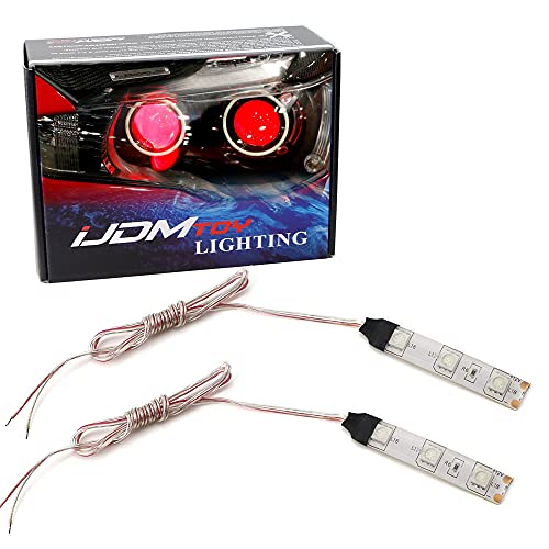 iJDMTOY Red 3-SMD-5050 LED Accent Ambient Lighting Ribbons Compatible with Car Motorcycle Projector Demon Eyes Retrofit - style: Red
