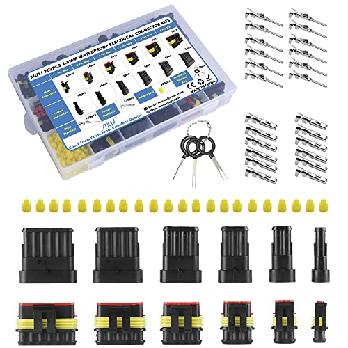 MUYI 763Pcs 40 Sets Waterproof Automotive Electrical Wire Connectors Plug Kit 1/2/3/4/5/6 Pin Waterproof Connectors - style: 1-6pin connector(763 pcs)