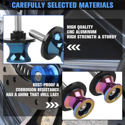 CHIFUN 2Pcs 8MM M8 X1.5 Motorcycle Swing Arm Spools Sliders CNC Aluminum Swingarm Spools Stand Screw Compatible with Z900 Z1000 ZX10R ZX6R CBR600RR CBR900RR CBR1000RR(Rainbow Titanium) - color: Rainbow Titanium, size: M8