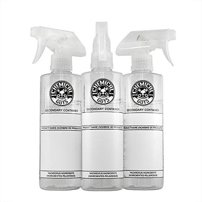 Chemical Guys ACC137 Secondary Container Dilution Bottle with Natural Sprayer, 3 Pack, 16 oz, White