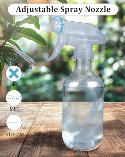 2 Pack 360° Spray Bottles, 10 oz Plastic Small Containers with Adjustable Spray Nozzles, Spray Bottles for Hair, Cleaning Solutions, BBQ and Plants Clear - color: Clear, size: 10 Ounces