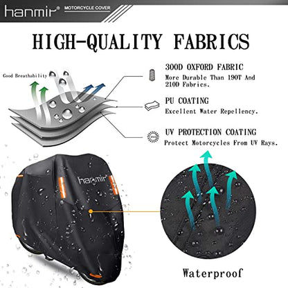 Motorcycle Cover,Motorbike Cover All Season Universal Weather Waterproof Outdoor UV Protection with 4 Reflective Strips & Storage Bag,XXXL Motorcycles Vehicle Cover - size: XX-Large-3X-Large