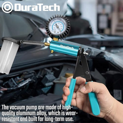 DURATECH 2 in 1 Brake Bleeder Kit, Brake Fluid Bleeder Kit with Metal Handheld Vacuum Pump, Ideal for Automotive, Organized in Portable Case