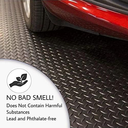SEAL 5 x 10 FT Premium Garage Floor Mat, Solid 2.8mm Thick Lay-Flat Black Commercial Grade Heavy Duty Parking Mat for Golf Cart, Workbench, ATV, Water/Stain Resistant Runner (Embossed Diamond Plate) - size: 120"L x 60"W x 0.1"Th
