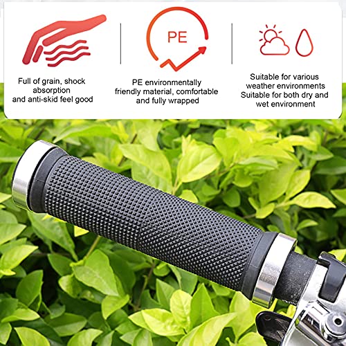 1 Pair Bike Handlebar Grips, Lightweight Rubber Handlebar Sleeve for Mountain Bike - color: Silver