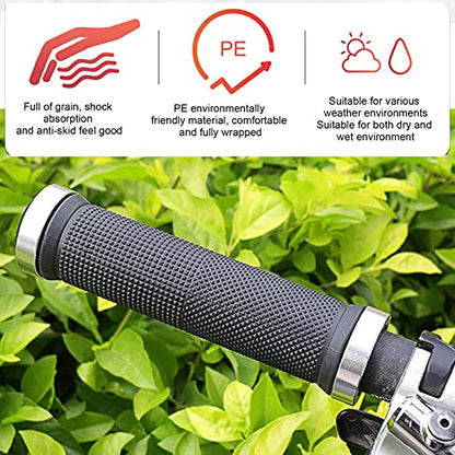 1 Pair Bike Handlebar Grips, Lightweight Rubber Handlebar Sleeve for Mountain Bike - color: Silver