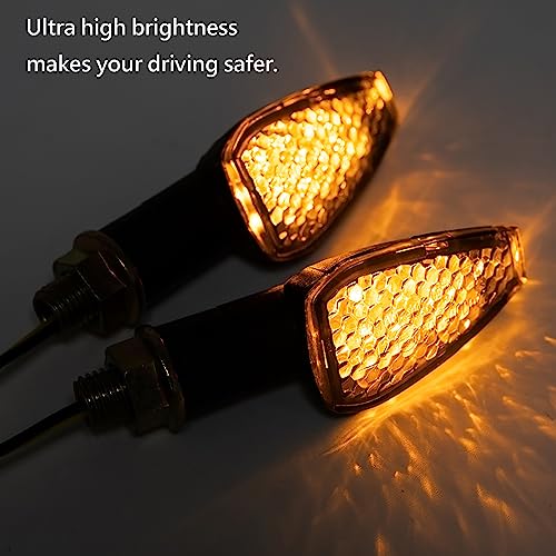 Mini Stalk Arrow Light Motorcycle Turn Signals Lights 10mm Universal Motorbike LED Indicator Blinker Amber Lamp(2 pcs) - color: Black-Smoke