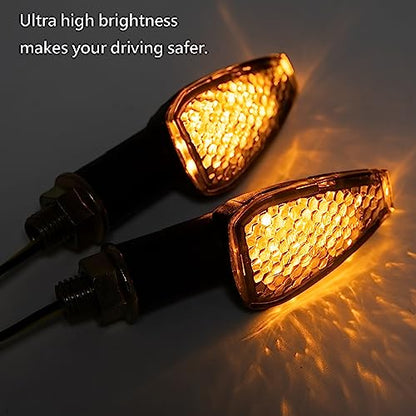 Mini Stalk Arrow Light Motorcycle Turn Signals Lights 10mm Universal Motorbike LED Indicator Blinker Amber Lamp(2 pcs) - color: Black-Smoke