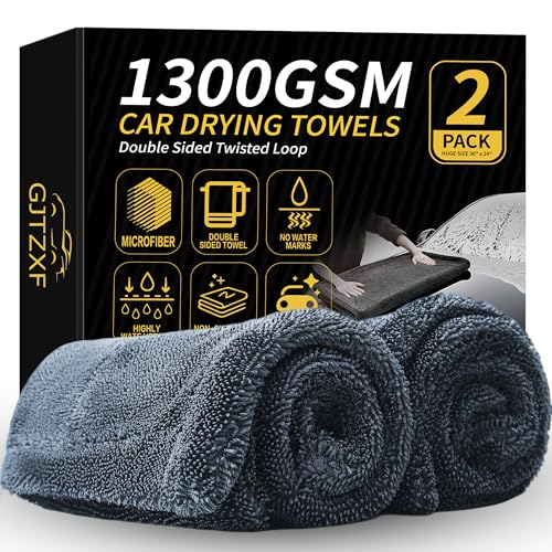 2 Pack Double-Twist Pile 1300gsm Microfiber Car Drying Towel, (36"X24") Extra Large Highly Absorbent Drying Towel, Lint‑free & Scratch‑free Car Wash Towels for Auto Detailing, Cars Wash, SUV, Trucks - size: 36 x 24 INCH