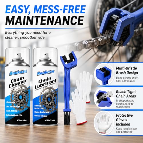 Chain Cleaner Kit for Motorcycle & Bicycle, with Chain Cleaner & Lube, Brushes, Gloves, Tools – Complete Cleaning & Lubricating Set for All Bikes, Street Bikes, Karts, Smooth Drive Train