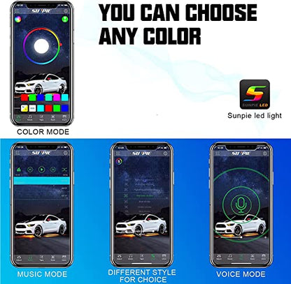 SUNPIE 6 Pods Full Angle RGBW Rock Lights Full Luminous Zone with Phone App Voice Mode Music Mode Neon Accent Wheel Well Lights for Off Road Truck SUV ATV UTV Boats (6Pcs) - size: 6Pcs