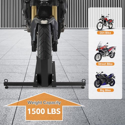 Motorcycle Front Tire Chock, Adjustable Motorcycle Wheel Chock, 1500 lbs Heavy Duty Wheel Stand for 15"-30" Wheels, Motorbike Front Chock High-Grade Steel Trailer Stand(Black) - size: 1500lbs for 15"-30" Wheels