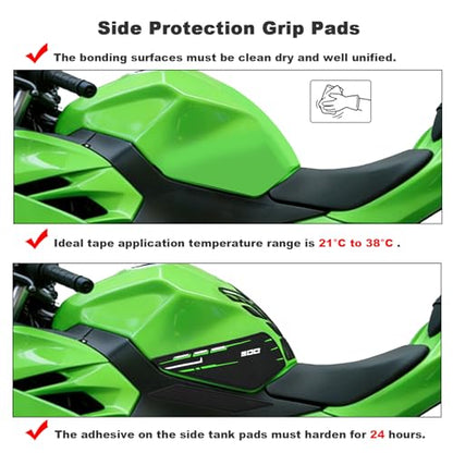 Tank Grips Tank Pad Protector for Kawasaki Ninja 500 Z500 Ninja500 SE 2024 2025 Compatible with Ninja 400 Z400 2018-2025