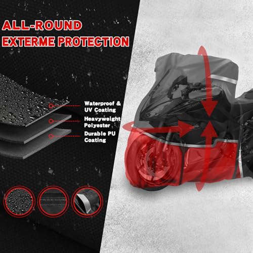 420D Motorcycle Cover Suitable for Kawasaki Ninja 400 500 650 Z900 Zx6r (No Trunk) Models Waterproof Motorcycle Cover Easy to Clean Tear-Resistant Suitable for Outdoor Protection - size: Ninja