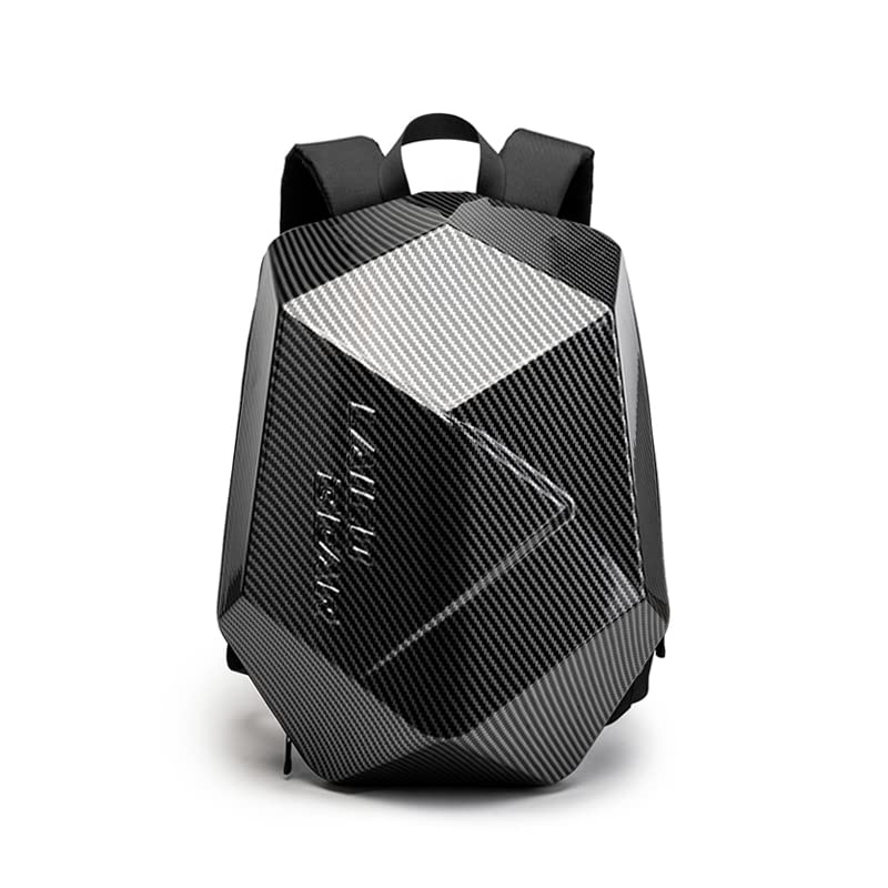 Motorcycle Backpack for Men Waterproof Carbon Fiber Motorbike Helmet Backpack Expandable Rear Seat Bag Moto Travel Luggage (Carbon gray) - color: Carbon Gray