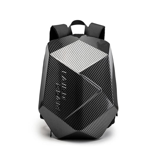 Motorcycle Backpack for Men Waterproof Carbon Fiber Motorbike Helmet Backpack Expandable Rear Seat Bag Moto Travel Luggage (Carbon gray) - color: Carbon Gray