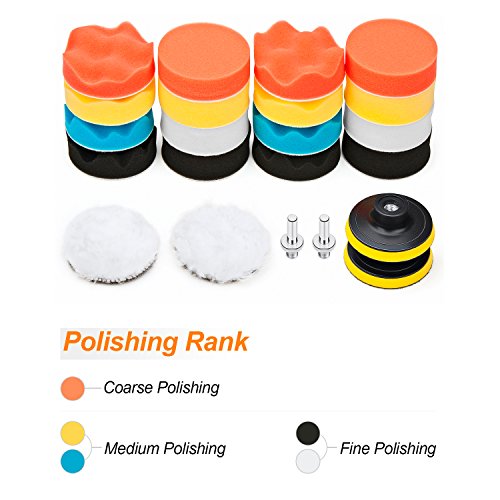 Car Foam Drill Polishing Pad Kit 22 PCS, 3 Inch Buffing Pads - size: 3Inch-22PCS