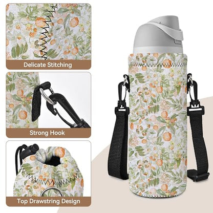 RICHEN Neoprene Water Bottle Carrier Bag with Adjustable Shoulder Strap,Insulated Water Bottle Cover for Stainless Steel/Glass/Plastic Bottles - color: BC-53, size: 750ml