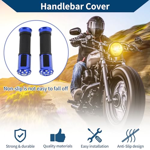 23 x 25 mm Universal Motorcycle Hand Grips Cover Non Slip Aluminum Alloy Rubber Handlebar Grips for Motorcycle Scooter Bicycle ATV Blue 1 Pair