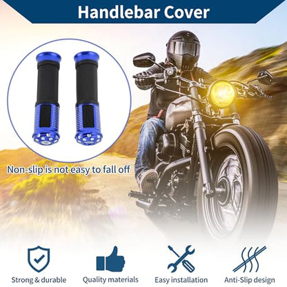 23 x 25 mm Universal Motorcycle Hand Grips Cover Non Slip Aluminum Alloy Rubber Handlebar Grips for Motorcycle Scooter Bicycle ATV Blue 1 Pair