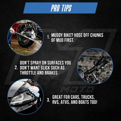 Fast Detailer Motorcycle Cleaner, Pro Polish Plus Sealer Spray, All-in-One Every Surface Motorcycle Cleaning Kit with Microfiber Cloth, Quick Detailer, 16 FL OZ