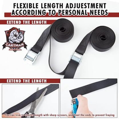 Cartman 1" x 12' Lashing Straps Cargo Tie-Down Strap Up to 600lbs, 6pk in Carry Bag, Black - color: Black, size: 6 PK