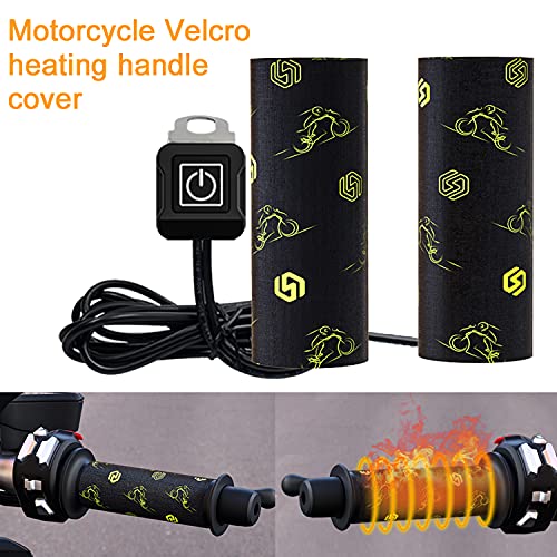 12V Heated Grip Wraps for Motorcycle/ATV/Snowmobile, Direct Battery or Acc Powered, Wrap-Around Design, 3 Heat Levels, IP67 Waterproof, Fits Over Existing Grips (Outer Diameter 1.2"–1.5")