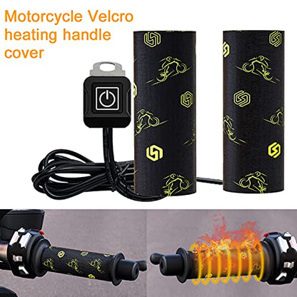 12V Heated Grip Wraps for Motorcycle/ATV/Snowmobile, Direct Battery or Acc Powered, Wrap-Around Design, 3 Heat Levels, IP67 Waterproof, Fits Over Existing Grips (Outer Diameter 1.2"–1.5")