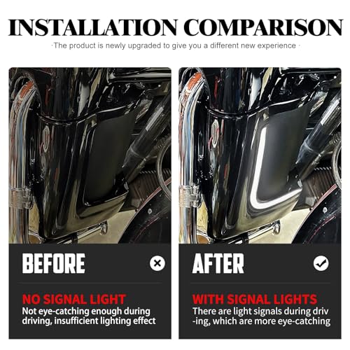 Motorcycle Lower Fairing Lights with LED Accent Turn Signals Running Lights Compatible with Harley Touring Electra Glide Street Glide Road Glide Tri Glide 2006-2013 (Smoke)