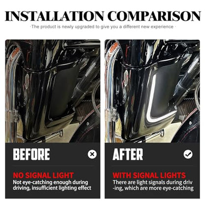 Motorcycle Lower Fairing Lights with LED Accent Turn Signals Running Lights Compatible with Harley Touring Electra Glide Street Glide Road Glide Tri Glide 2006-2013 (Smoke)