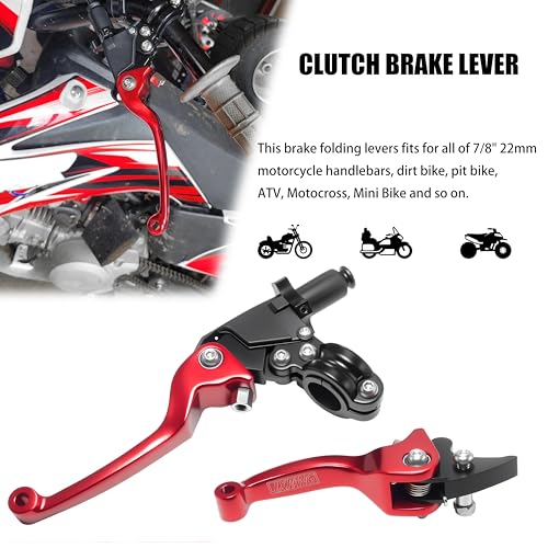 7/8inch 22mm Universal Motorcycle Clutch Brake Lever Folding Levers for 50/110/125/140/150cc Dirt Pit Bike SSR RFZ 125 DBX18/19 Xpro Coolster Thumpstar Baja Apollo (Red) - color: Red