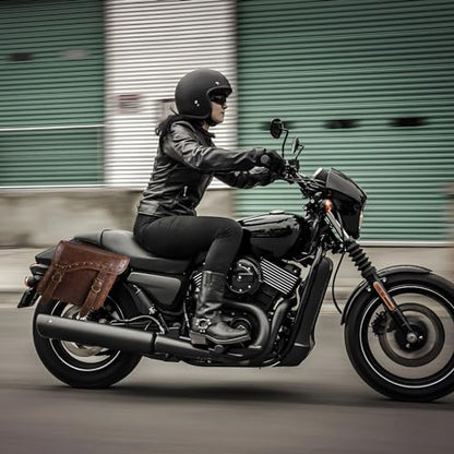 NICECNC Motorcycle Saddle Bags, PU leather Motorcycle Saddlebags with Cup Holder, Reinforced Straps & Saddle Piece, Throw Over Side Accessories Bags, Brown - size: 25L-Brown1