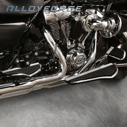 Defiance Road Glide floorboards for Harley bagger street electra glide road king softail Fatboy FLST models include heel-toe shifter Lever Footpegs highway footrests (Edge Cut) - color: Edge Cut