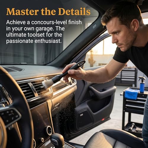 8 PCS Car Detailing Brush Set for Cleaning Interior or Exterior, Dusting Cleaning Supplies, Tool for Emblem, Air Vents, Wheels, Leather Upholstery Seat