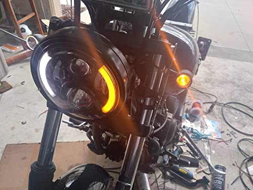7 inch LED Round Motorcycle Headlight DOT Approved with Housing Bucket Turning Signals DRL Mount Bracket Projector Hi/Low Beam 7" Headlight for H-arley Davidson dyna Honda Suzuki Yamaha - size: 7in Motorcycle Headlight with L/R Turn Signals