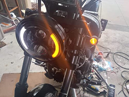 7 inch LED Round Motorcycle Headlight DOT Approved with Housing Bucket Turning Signals DRL Mount Bracket Projector Hi/Low Beam 7" Headlight for H-arley Davidson dyna Honda Suzuki Yamaha - size: 7in Motorcycle Headlight with L/R Turn Signals