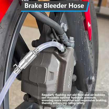 Brake Bleeder Hose Kit, Includes One Way Check Valve, Soft Hose, 100ml Syringe, Clamps, Connector, and Exhaust Cap for Car Motorcycle Brake Fluid Bleeding