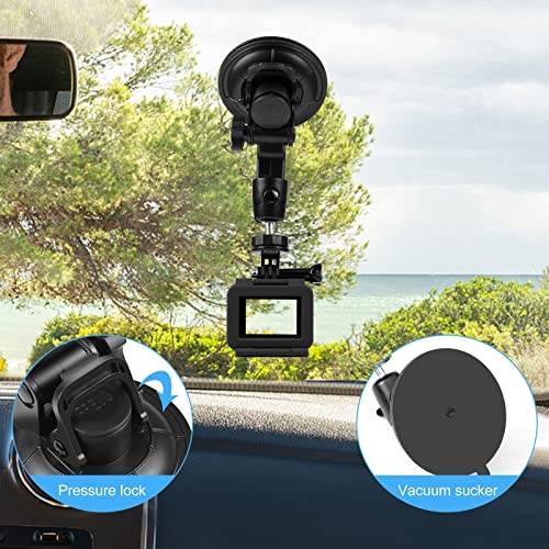PULUZ Car Suction Cup Mount for GoPro/Insta 360/DJI Osmo Action Camera Vehicle Window & Windshield Mount Holder Camera Mount with 2.3-3.3 inch Phone Clamp & Tripod Adapter - size: 9cm/3.5inch Suction Cup