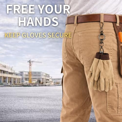 Heavy Duty Glove & Hat Clip with Carabiner, All-Metal Spring Clamp Work Glove Holder for Tool Belt, Harness, Backpack - style: Spike