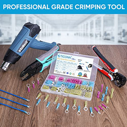 TICONN 120Pcs Heat Shrink Wire Connectors, Waterproof Automotive Marine Electrical Terminals Kit, Crimp Connector Assortment, Ring Fork Spade Butt Splices - style: 120PCS Combo