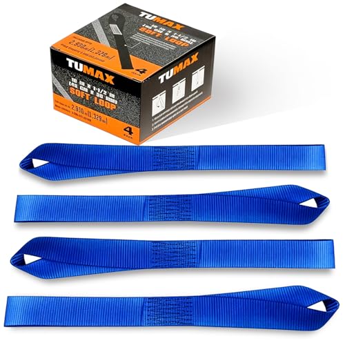 Soft Loop Tie Down Straps - 1.5 x 18 inches, 8800lbs Breaking Strength, Soft Loops for Securing ATV, UTV, Motorcycles, Scooters, Dirt Bikes, Lawn & Garden Equipment, 4 Pack (Blue) - color: Blue