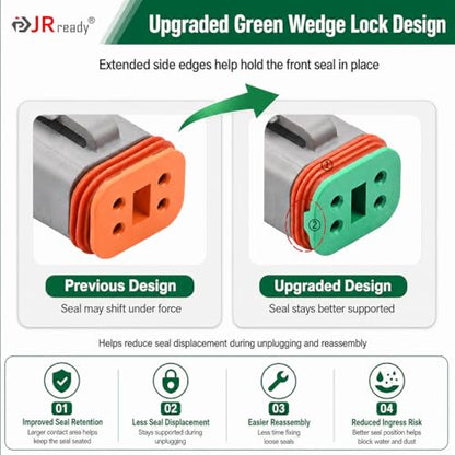 JRready 4 Pin Deutsch DT Connector Kit 12 Sets, DT06-4S DT04-4P Gray Waterproof Automotive Electrical Wire Connectors with Size 16 Stamped Contacts 14-18 AWG, for Car Truck Marine Wiring - size: 4-Pin (12 Pairs)