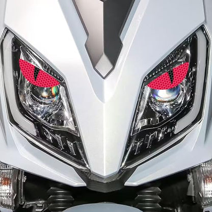 2 Pairs Car Reflective Stickers Cat Eyes, Motorcycle Headlight Semicircle Eye Decals, Waterproof Vinyl Safety Warning Decals for Car Truck Window Rear Tailgate (Red) - color: Red