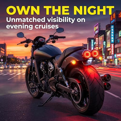 ANKIA 40-LED 40W Motorcycle Tail Light Integrated Running Lamp Brake&Turn Signal Light with License Plate Bracket for Harly Motorcycle Street Bike Cruiser Chopper (Black) - color: Black