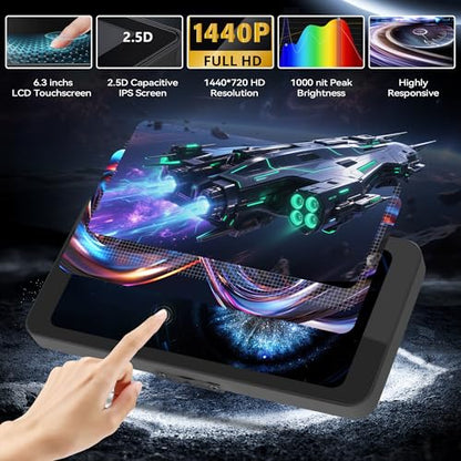 Motorcycle Screen Head Unit, 6.3" Motorbike Smart HD Display Navigator with Wireless CarPlay Android Auto IP67 Waterproof Bluetooth Voice Assistant Auto Light Sensing OTA Updates Mounting Kits