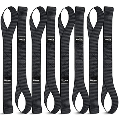 Haccoplanet 8PK Soft Loop Motorcycle Tie-Down Straps, 1.6 x 17inch 10000LB Break Strength, Heavy Duty Tie Down Loops for Securing ATV, UTV, Dirt Bike, Lawn & Garden Equipment (Black) - color: Black