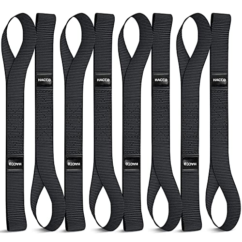 Haccoplanet 8PK Soft Loop Motorcycle Tie-Down Straps, 1.6 x 17inch 10000LB Break Strength, Heavy Duty Tie Down Loops for Securing ATV, UTV, Dirt Bike, Lawn & Garden Equipment (Black) - color: Black