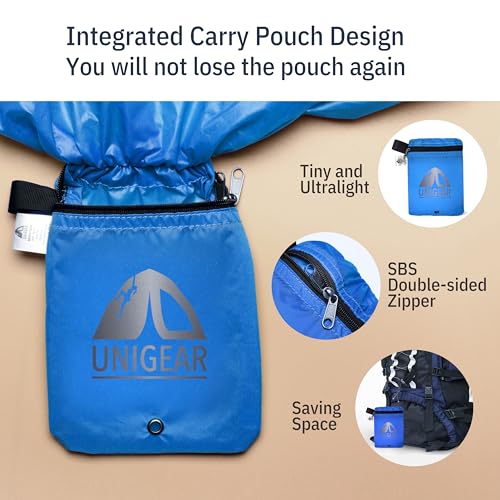 Unigear Backpack Rain Cover Waterproof Rating 5000mm, Ultraportable and Durable with 2 Anti-Slip Buckle Strap, Integrated Carry Pouch Design - color: Blue, size: Small