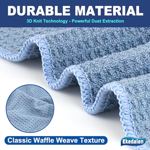 Microfiber Cleaning Cloth Waffle Weave for Dusting Absorbent Towel Quick Drying Dust Rags Household Kitchen, Lint Free Streak Free, 6 Pack,12 x 12 Inches, Blue - color: Blue, 12 X 12 Inch