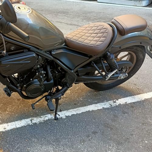 Touring Soft Leather Front Driver Seat Cushion Pad Rear Passenger Pillion fit for Ho-nda Rebel CMX 300 500 2017 2018 2019 2020 2021 2022 2023(Front driver seat-brown) (MD-222-223-JP) - color: Front driver seat-brown